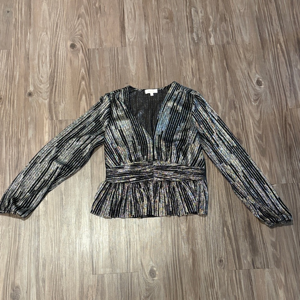 Parker Black and Silver Striped Blouse